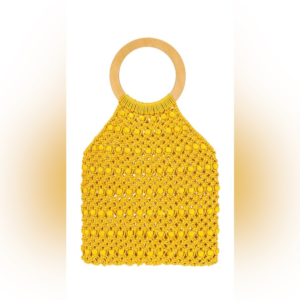 NWT From Revolve Woven Beaded Bag in Yellow 8 Other Reasons